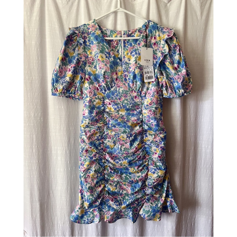 Ledin | Floral Ruched Mini Dress